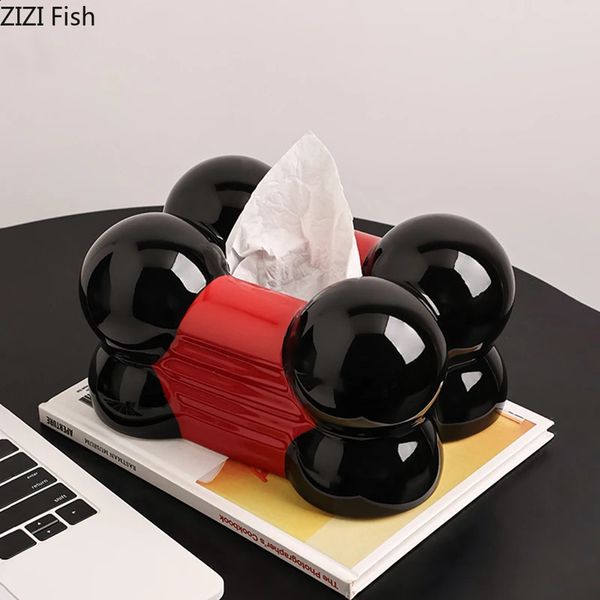 Creative black bubble tissue box ceramic paper towel box coffee table desktop napkin holder tissue box modern home decoration 240819