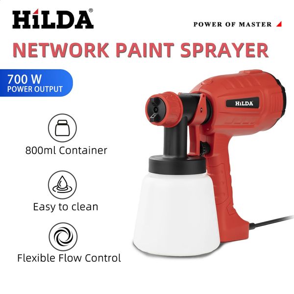 HILDA 800ML Electric Spray Gun High Power Tool Paint Machine Automatic Household Red 240913