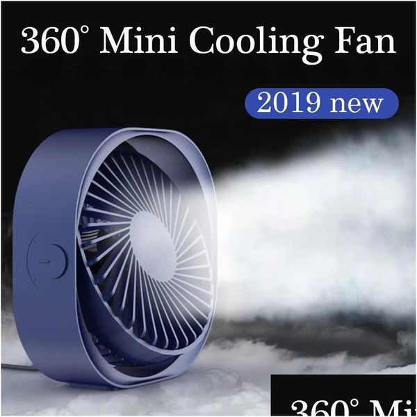 Usb Gadgets New 360° Fan Cooler Coog Mini Portable 3 Speed Super Mute For Office Cool Fans Car Home Notebook Laptop Drop Delivery C Otas5