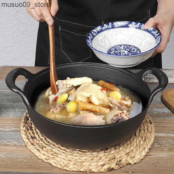 Other Cookware Cast Iron Pot Uncoated And Non Stick wok Casserole kitchen pot cast iron Cookware wok pan fry pan Dropshipping L240910