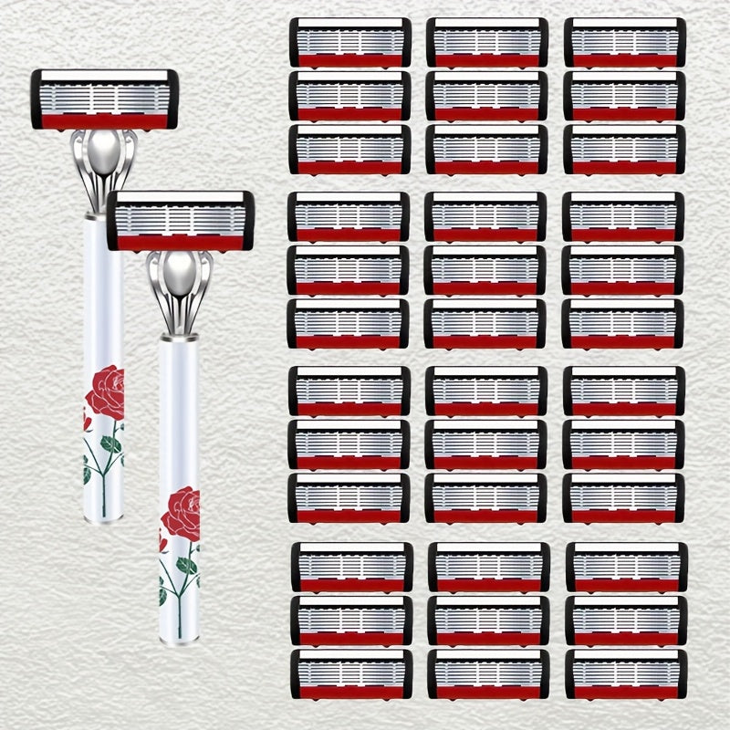 TEMU High Quality Women' Steel Razor Set Smooth, Comfortable Shaving, Sharp Durable Blade, Easy To Change , Smooth Hair Removal, Smooth Shaving,