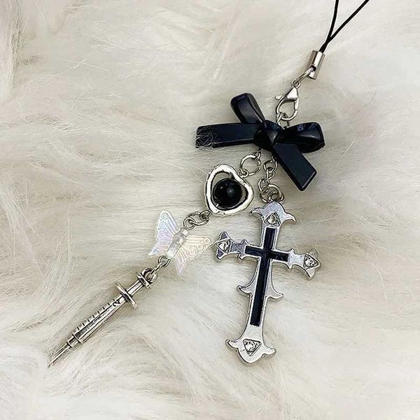 Cell Phone Straps Charms 1Pcs Heart Cross Phone Keychain Charm Strap Girl Gift Cute Chain Lanyard Pendant for IPhone for Samsung for HUAWEI
