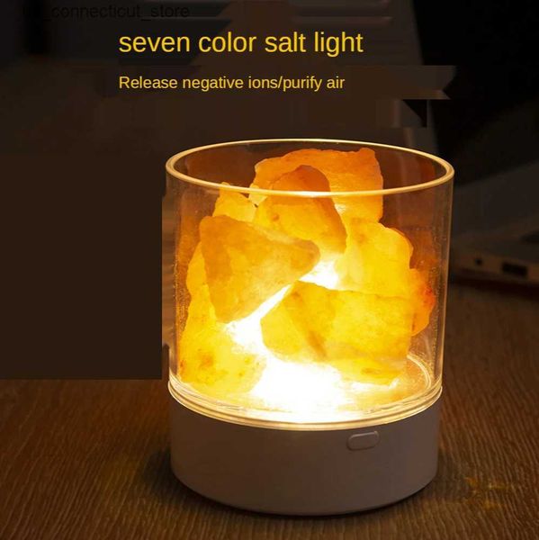 Novelty Lighting Himalaya Crystal Salt Lamp Natural Negative Ion USB Charging Bedroom Desktop Colorful Lamp Bedside Lamp Gift Night Light L2