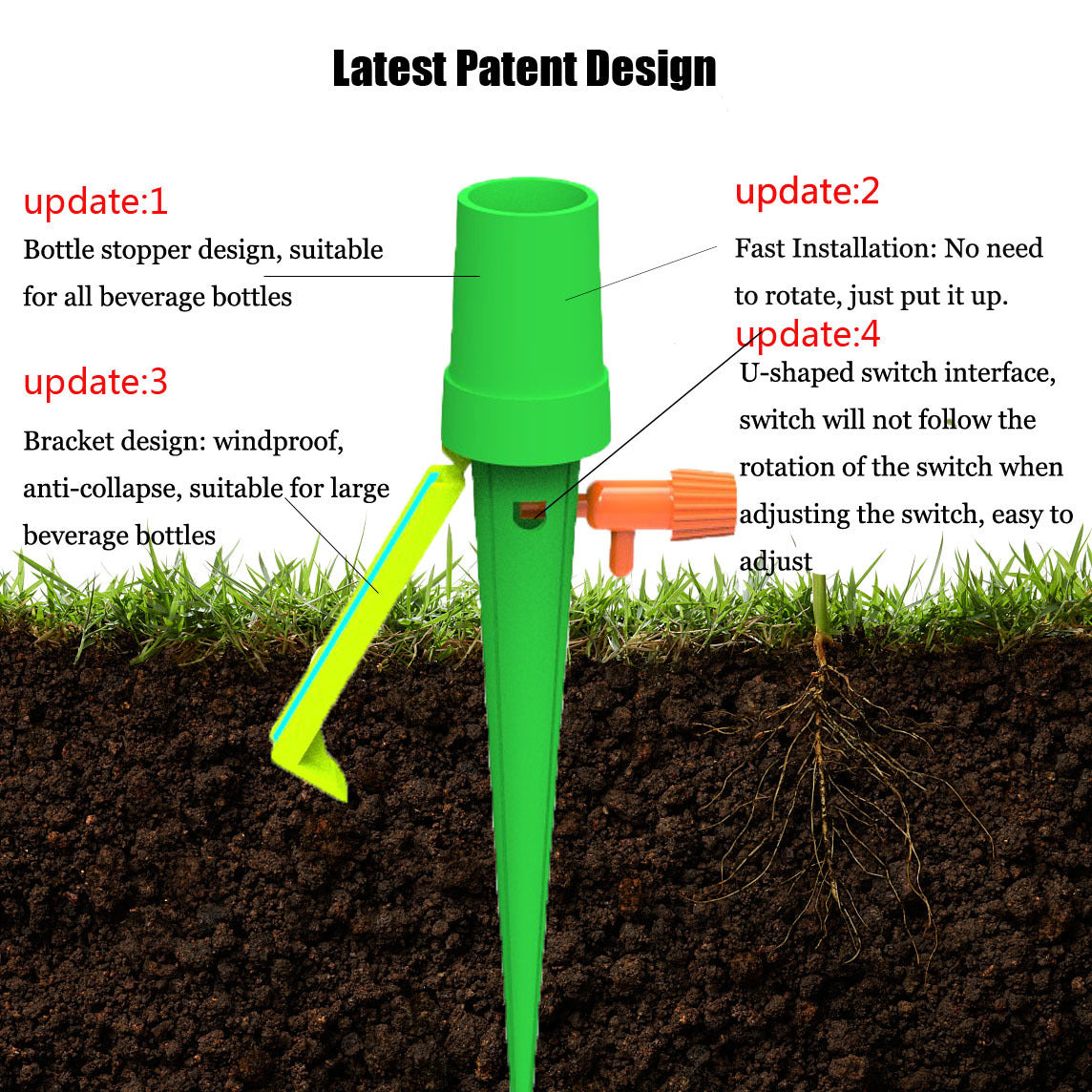 Automatic flower watering adjustable water flow planter with switch control valve lazy seeper drip irrigation device Wholesale