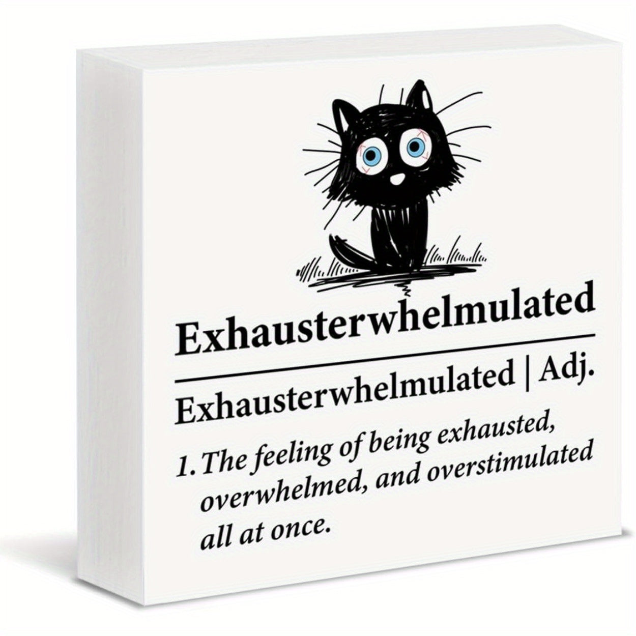 TEMU Funny Teacher Gifts For Teacher's Day - Black Cat Pvc Desk Decor With "exhausterwhemulated" Humor, Cute Office & Home Shelf Decoration For