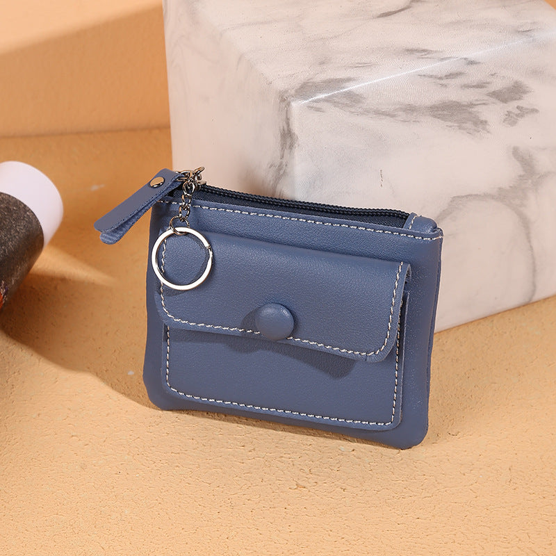 Free Shipping 2025 New Women&#039;s Short Zip Around Wallet Solid Color Compact Card Holder with Coin Pocket Key Organizer