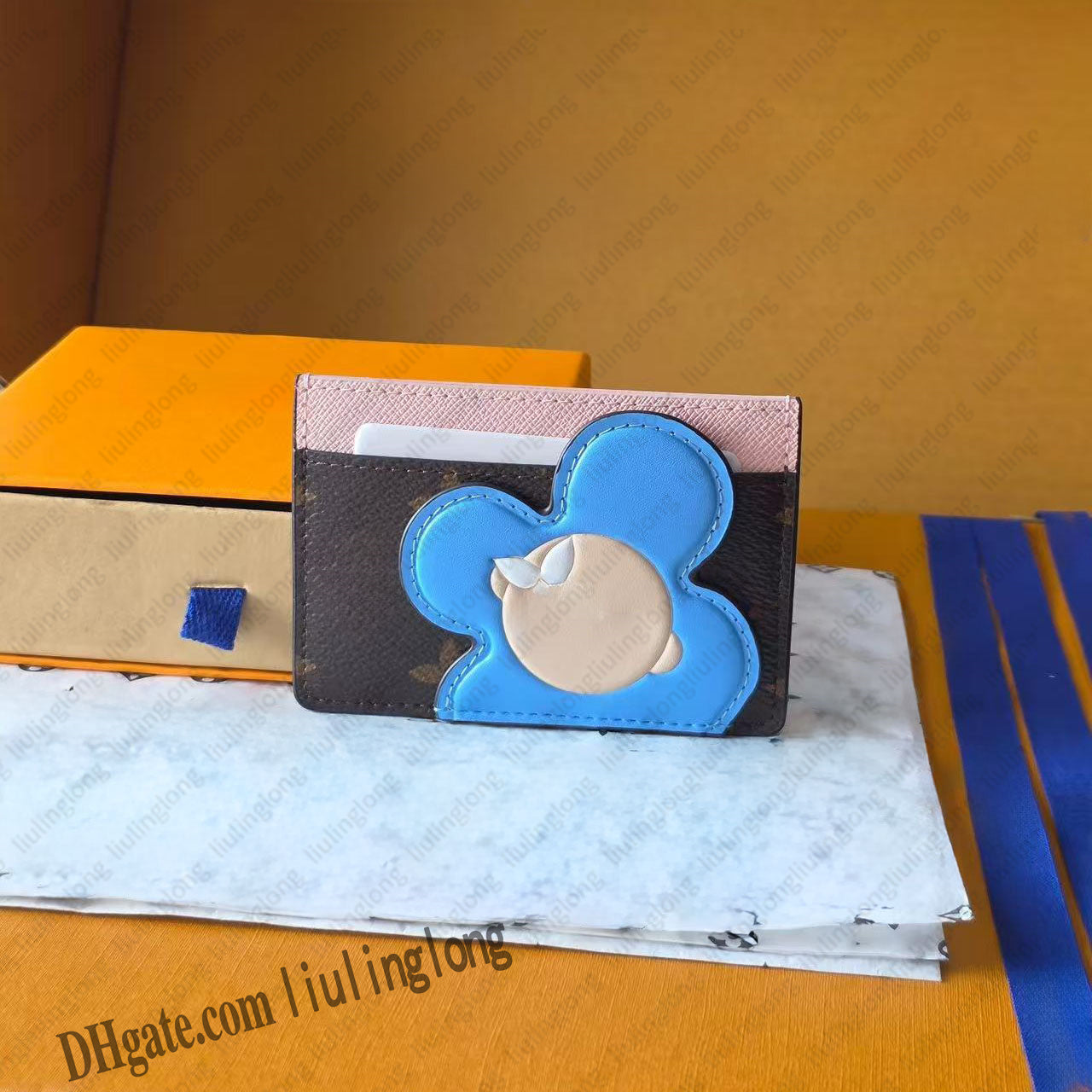 Designer Romy Credit Card Holder men wallet Slim coin purse women Keychain pouch Classic old flower passport holder luxury Pocket cover Christmas gi