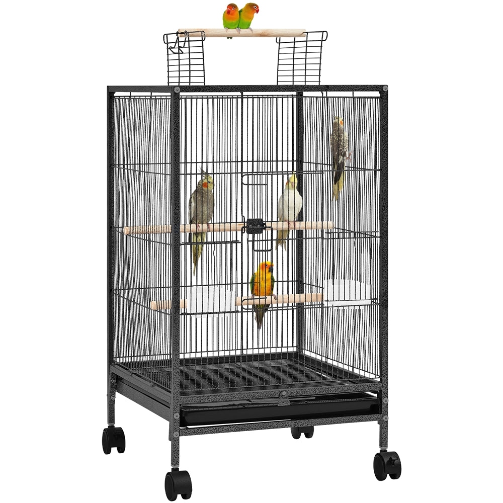 TEMU Halloween 31-inch Wrought Cage Parrot Cage With Rolling Stand For Small-sized Birds, Black
