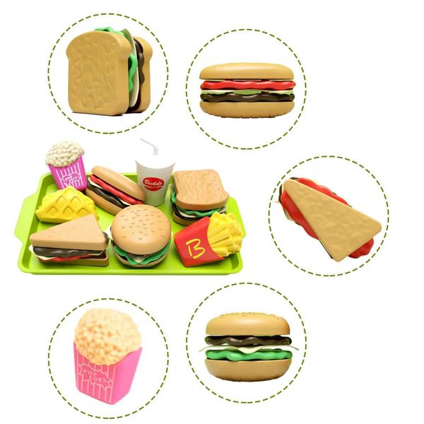 27 baby pretend games kitchen childrens toys simulated hamburgers french fries food role-playing Montessori girls education gift toys W24111