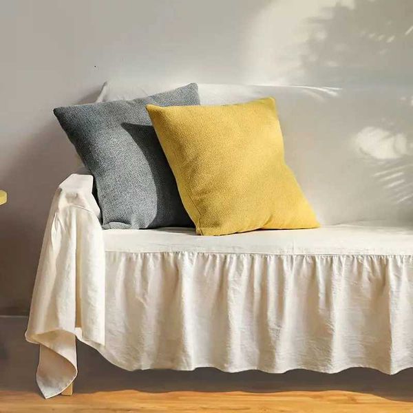 CushionDecorative Pillow White Ruffle Cotton Sofa Cover Blanket Sofa Towel for Living Room Furniture Decor Tapestry Couch Cover in Spring C