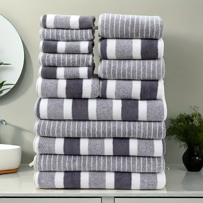TEMU 15pcs Coral Fleece Towel Set, Including 5 Face Towels, 5 Hand Towels And 5 Bath Towels, Comfortable Absorbent And Quick Drying Bath Towels,