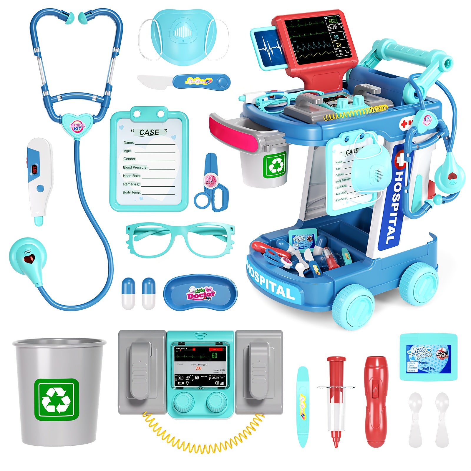 TEMU Eohemeral, Medical Equipment Cart, Doctor Game, Role-playing, Simulated Doctor Table, Puzzle House, Simulated Doctor And Nurse Treatment And