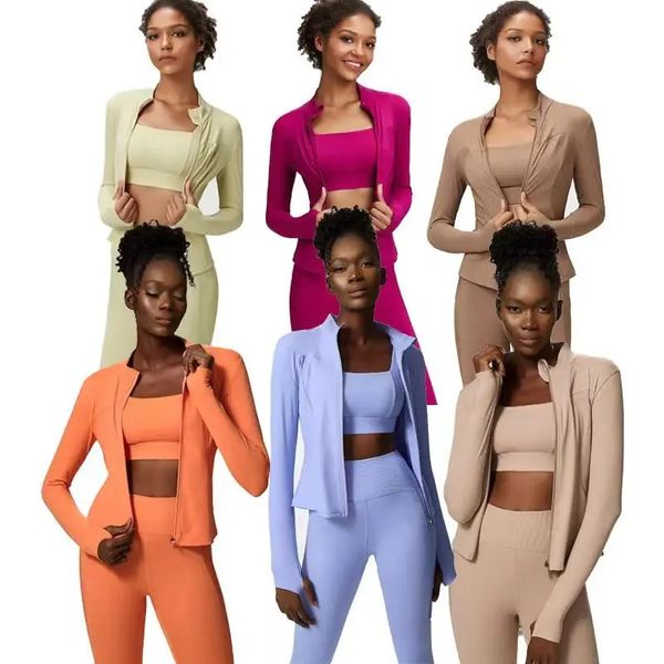 23PCS Sport Yoga Set Jacket Roupet Fitness Gym Suit de trecho de traje para mulheres de alta cintura esportes acadêmico 250113