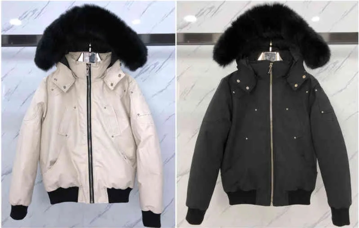 Down jacket men&#039;s fur collar parka winter waterproof white duck coat cloak fashion men and women couples moose casual version to keep warm