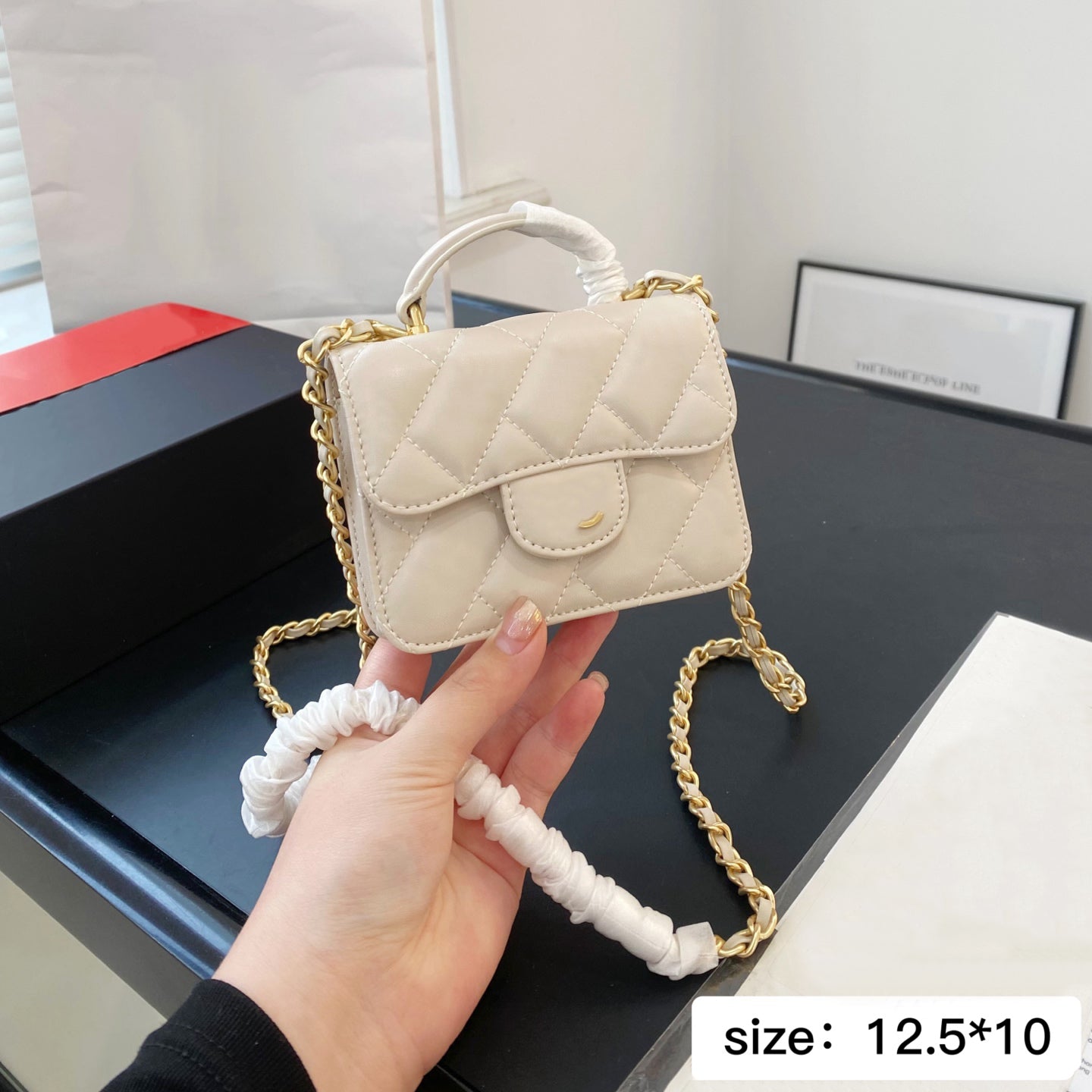 Designer Bag Mini Women Bag handbag Golden Ball chain plaid wallet 12CM double letter solid buckle Shoulder bag sheepskin caviar pattern evening bag