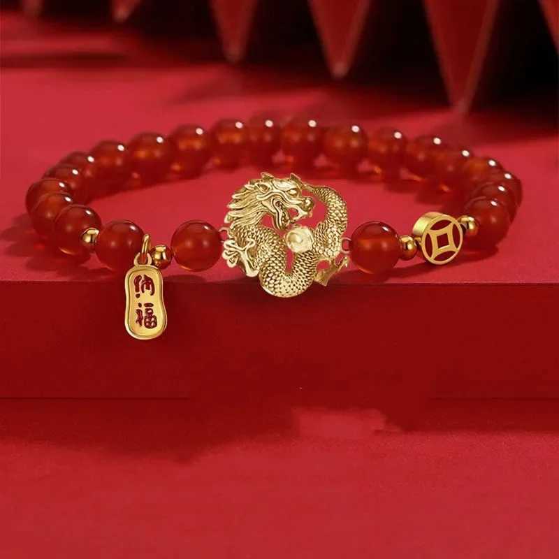 2024 Chinese Style Zodiac Dragon Bracelet For Women Men Brings Wealth Health and Good Luck Red Beaded Couple Bracelet Jewelry GiX240921