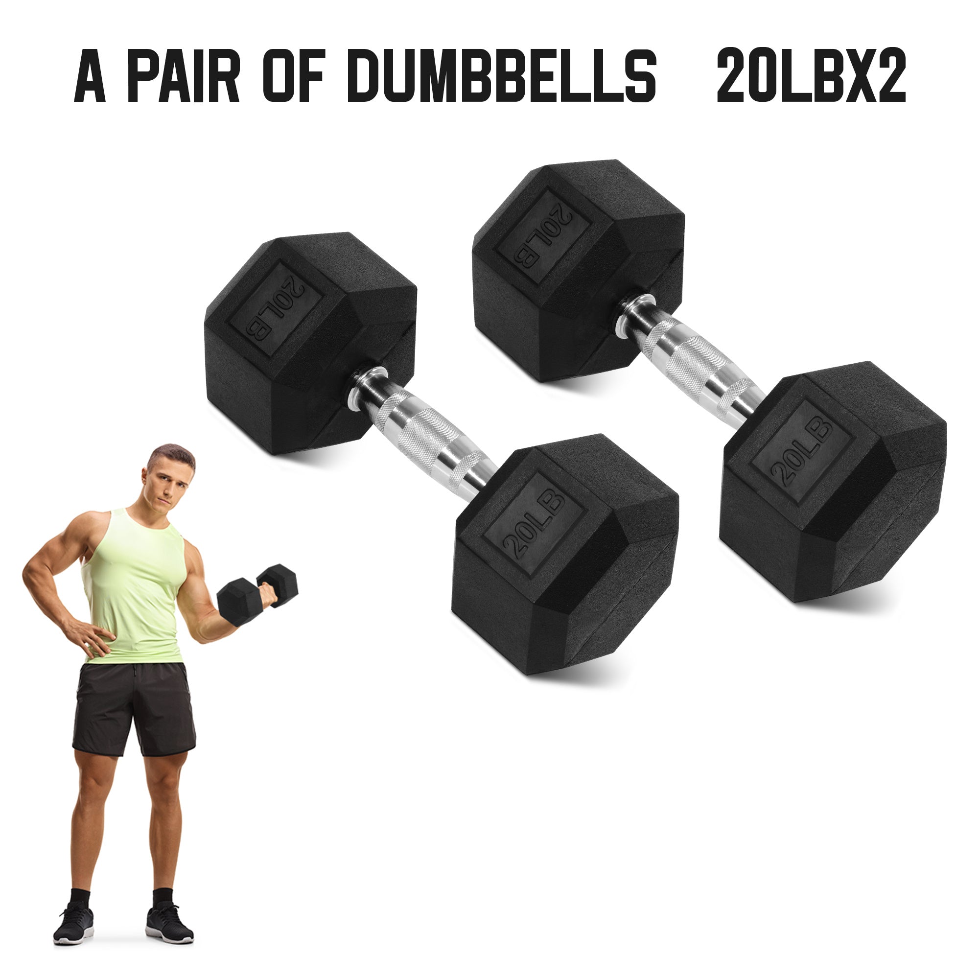 TEMU Fitvids15lb, 20lb, 25lb Pair Hexagonal Rubber Coated Dumbbell Set - Weights For Home & Gym Workouts