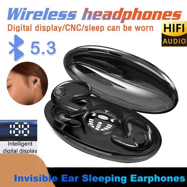 Cell Phone Earphones Bluetooth 5.3 Invisible Sleep Wireless Earphone Hidden Sleep EarbudsIPX5 Waterproof Noise Cancelling Sports Headphones