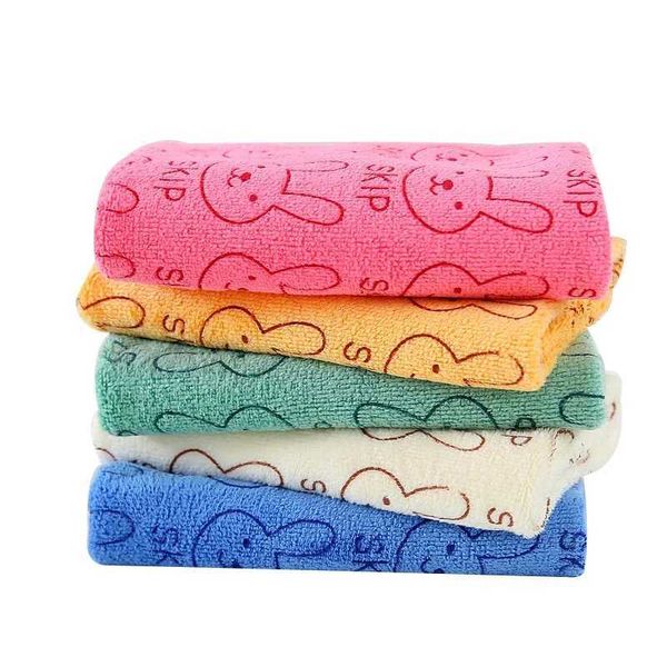 1Pcs Cute Bunny 30*30cm Baby Square Towel Thicken Hook Towel Universal Handkerchief Random ColorT250107