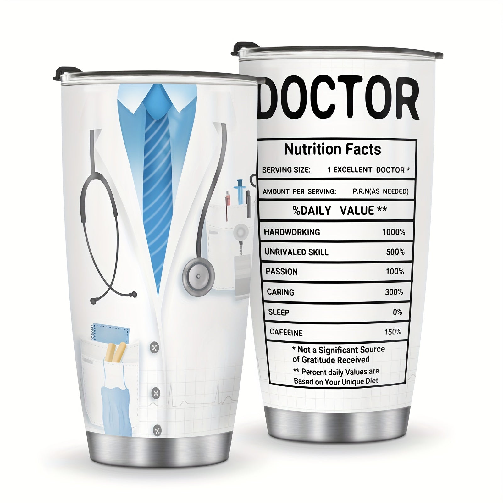 TEMU 1pc, Doctor Gift Tumbler For Men, Tumbler Cup Travel Coffee Mug 20oz, Day Gift For Male Women Coworker Doctor, Christmas Birthday Retirement