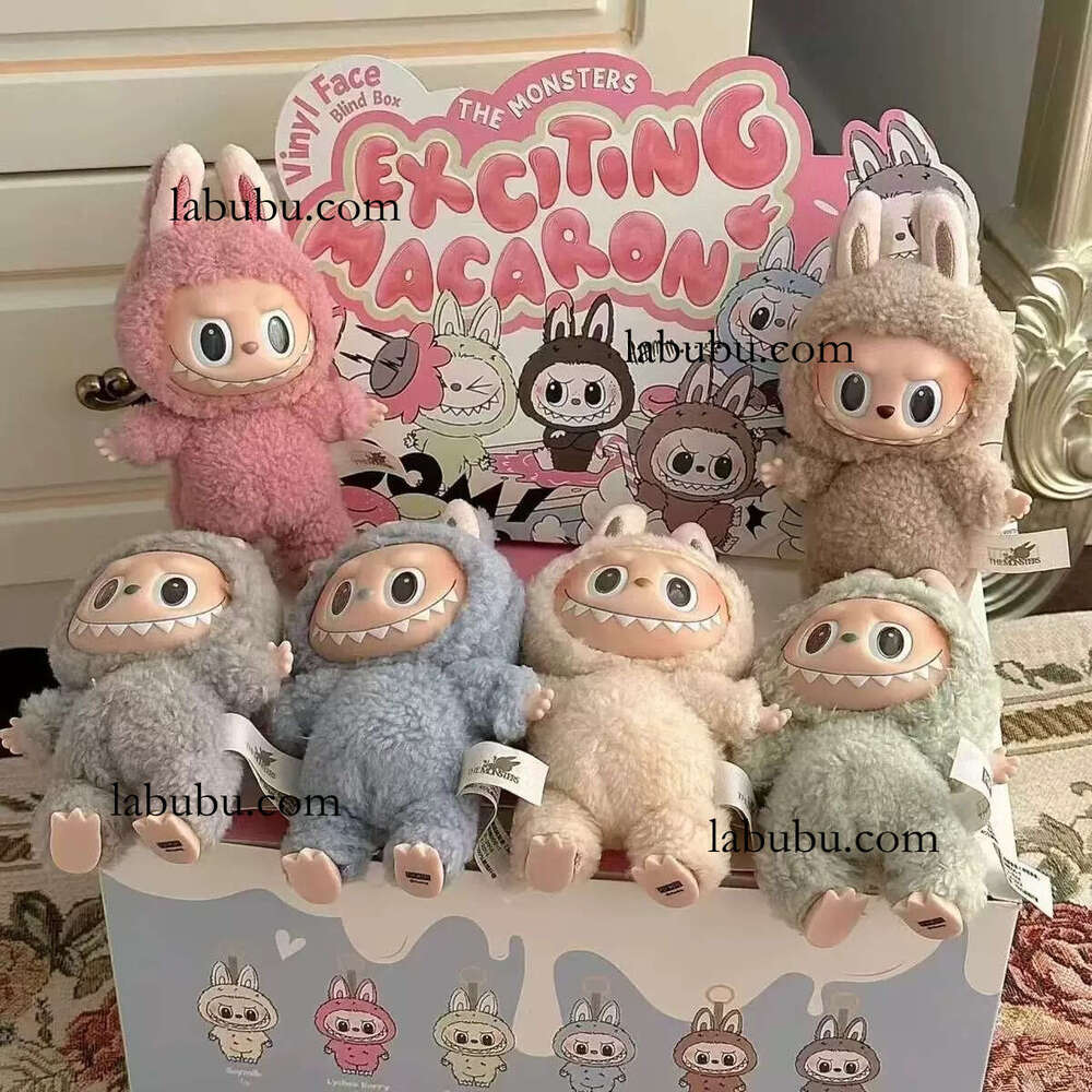 Labubu Bubble Mart Vinyl Face Ornament Macaron First Generation Plush Toy Doll Figure