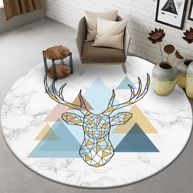 Ins anti slip carpet living room sofa circular floor mat bedroom printed cartoon circular carpet thick floor mat