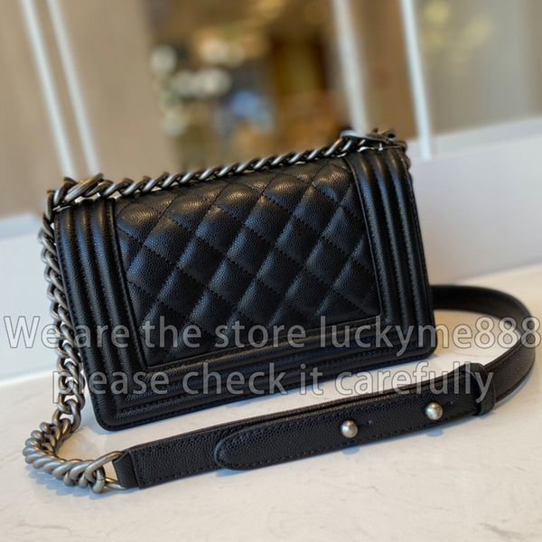 12A Mirror Quality Designer Small Boy Flap Bag 20cm Womens Genuine Leather Quilted Bags Luxurys Handbags Caviar Lambskin Purse Crossbody Sho
