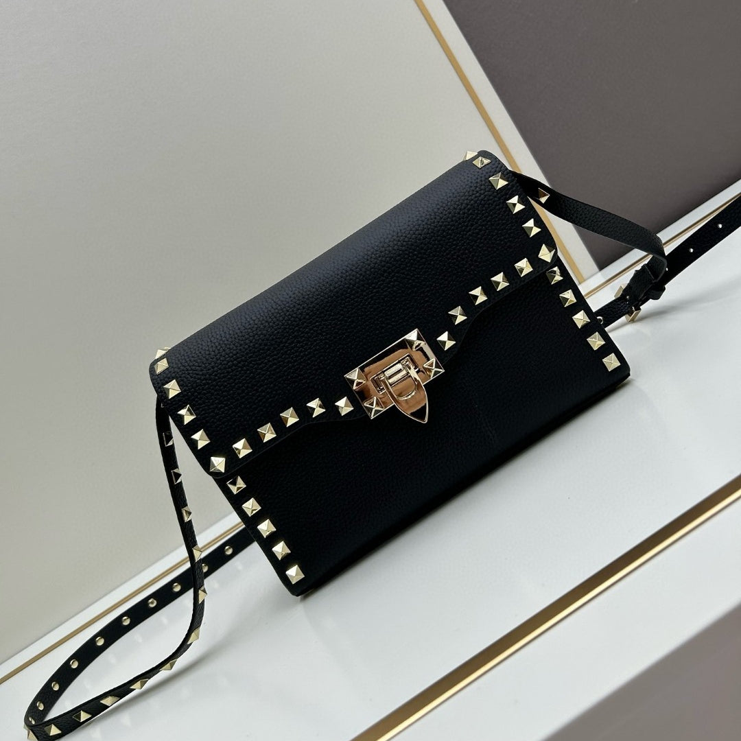 100% Real Leather Rivets Evening Bags Girl Cross Body Bag Chain Belt Designer Small Cow Skin Shoulder Bag High Quality Fashion Party Clutches Purses