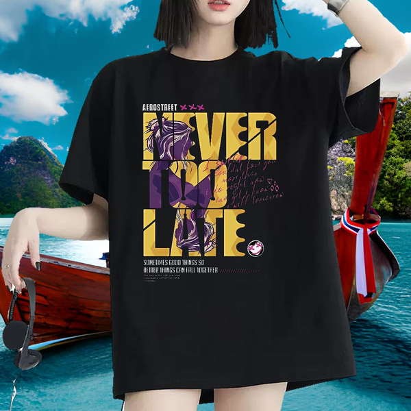 Classic Womens T Shirts Crew Neck Cotton Breathable Home Outdoor Woman Tshirt Custom Cartoon Female Tees Shirts