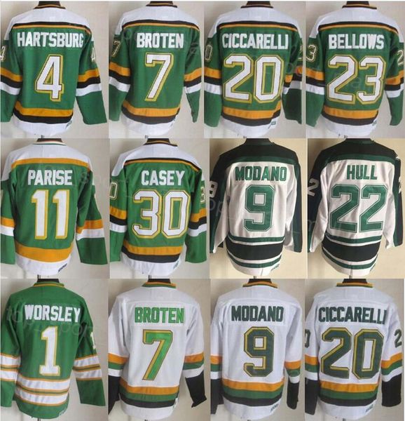 Men Retro Hockey 9 Mike Modano Jersey CCM Retire 7 Neal Broten 23 Brian Bellows 4 Craig Hartsburg 20 Dino Ciccarelli 1 Gump Worsley 11 JP PA