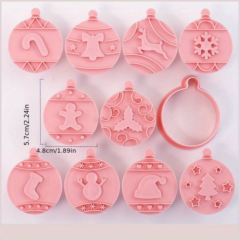 TEMU 10pcs, Christmas Cookie Cutters Embossers, Plastic Hollow Pastry Cutters, Biscuit Molds, Baking Tools, Kitchen Gadgets, Kitchen Accessories