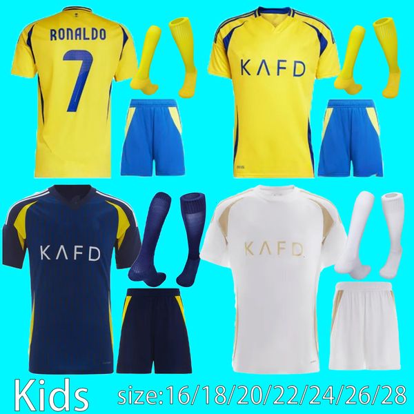 Infant Kids 24-25 CR7 Mane Gonzalo Martinez Talisca 2024 2025 Kids Sports Outdoor Clothing Al NaSSr FC Football Jersey Set Ronaldo Kids Foot