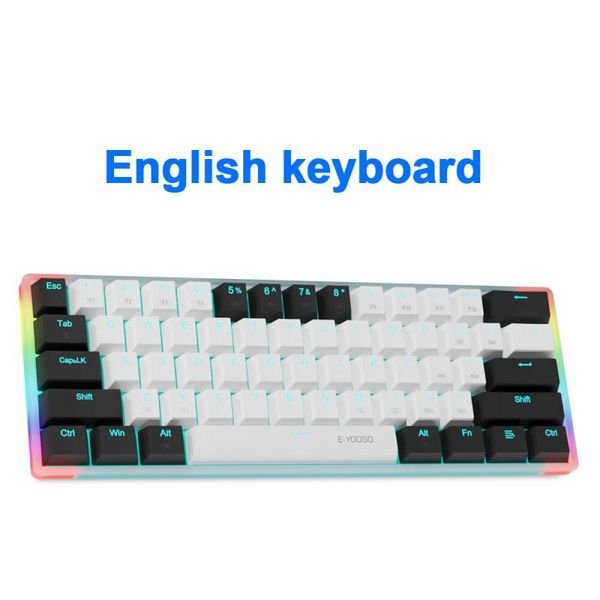 usb wired mechanical gaming keyboard blue red switch 61 keys gamer russian brazilian portuguese for computer laptop