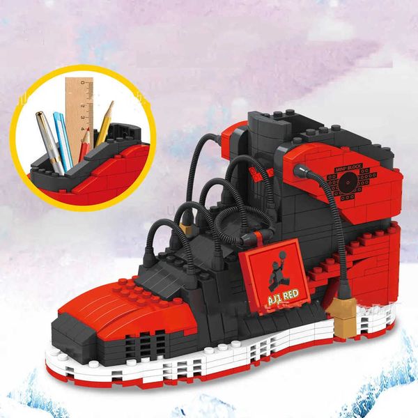 474pcs Sports Sapatos Building Block Pen Holder Sports Basketball Partículas pequenas tijolos Brinquedos de caixa de lápis para crianças Z25