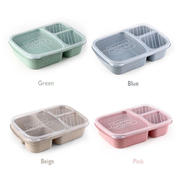 Microwave Lunch Box Wheat Straw Boxes Compartmentalized Lunchbox Picnic Food Fruit Container Storage Box For Kids Adult