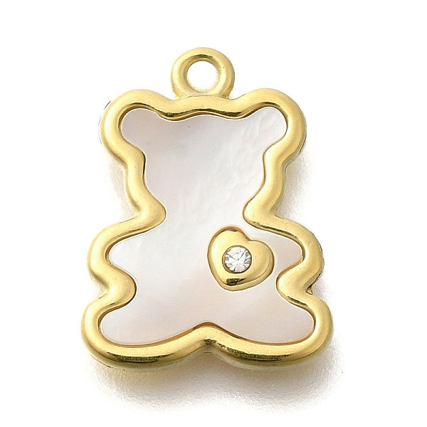 Pendentifs en forme de coquillage pavé en acier inoxydable 304 avec placage ionique (IP)