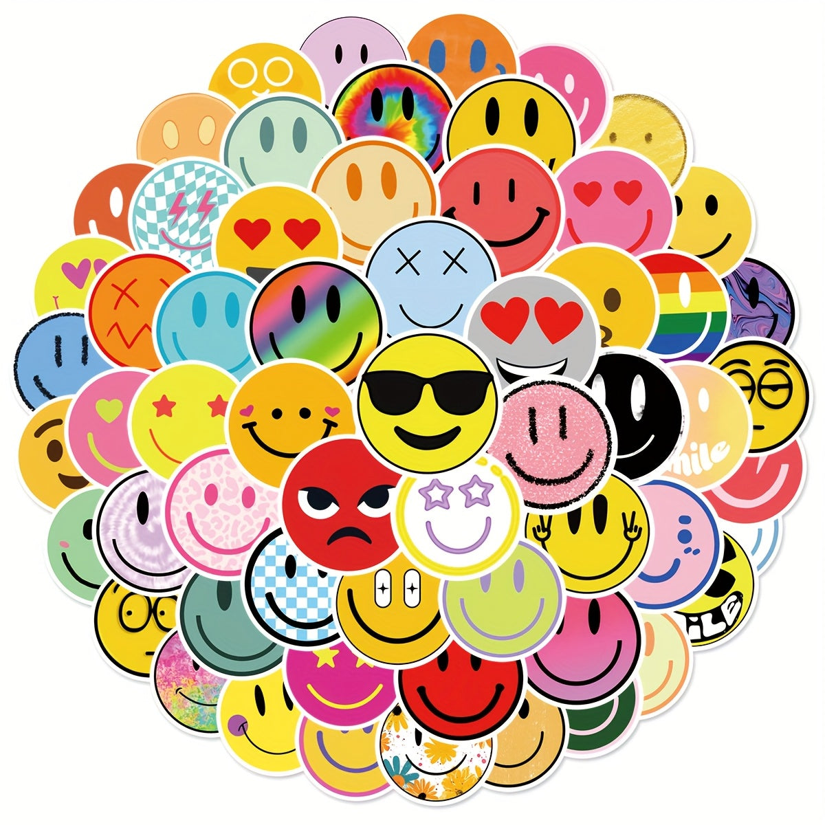 TEMU 63pcs Cartoon Face Graffiti Stickers - Vibrant Colors, Designs, Durable Decals For Diy Crafts, Tech, Luggage & Gifts - Back To School Supplies,
