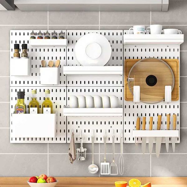 Storage Holders Racks DIY Pegboard Accessories Hanging Shelf Storage Hooks Wall Organizer No Punching Crafts for Wall Kitchen Home Organizer