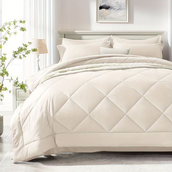 5-7 Set In A Bag All Season Bedding Sets With Comforter Flat Fitted Sheet Pillowcase And Pillow Sham ph109 C4