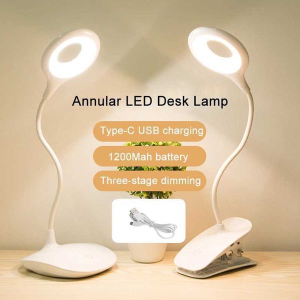 Lamps Desk USB Table Lamp LED Study Table Light with Clip Makeup Desk Lamp 3W Circle Light with 1200mah rechargable battery for Bedroom z241