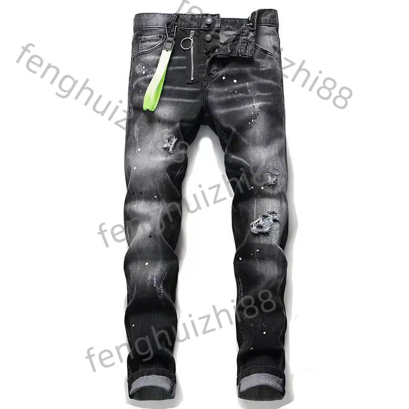 Dsquares 2 Designer Jeans Mens Pants Linen Pants Hip Hop Men Jeans Distressed Ripped Biker Slim Fit Motorcycle Denim For Men E23