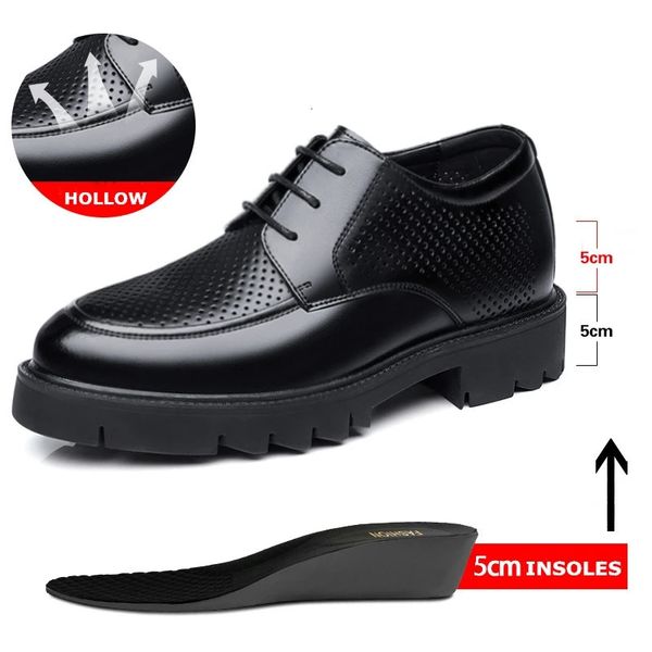 8-10cm high gain mens shoes for summer and autumn mens shoes lined with mens hollow business dresses mens elevator leather shoes 241108