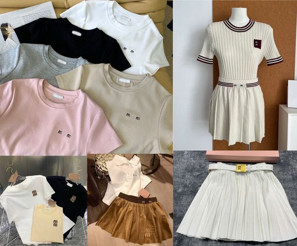 Women&#039;s T-shirt Tanks Camis miu New cherry MM knitted kilt alphabet embroidery skirt waistcoat