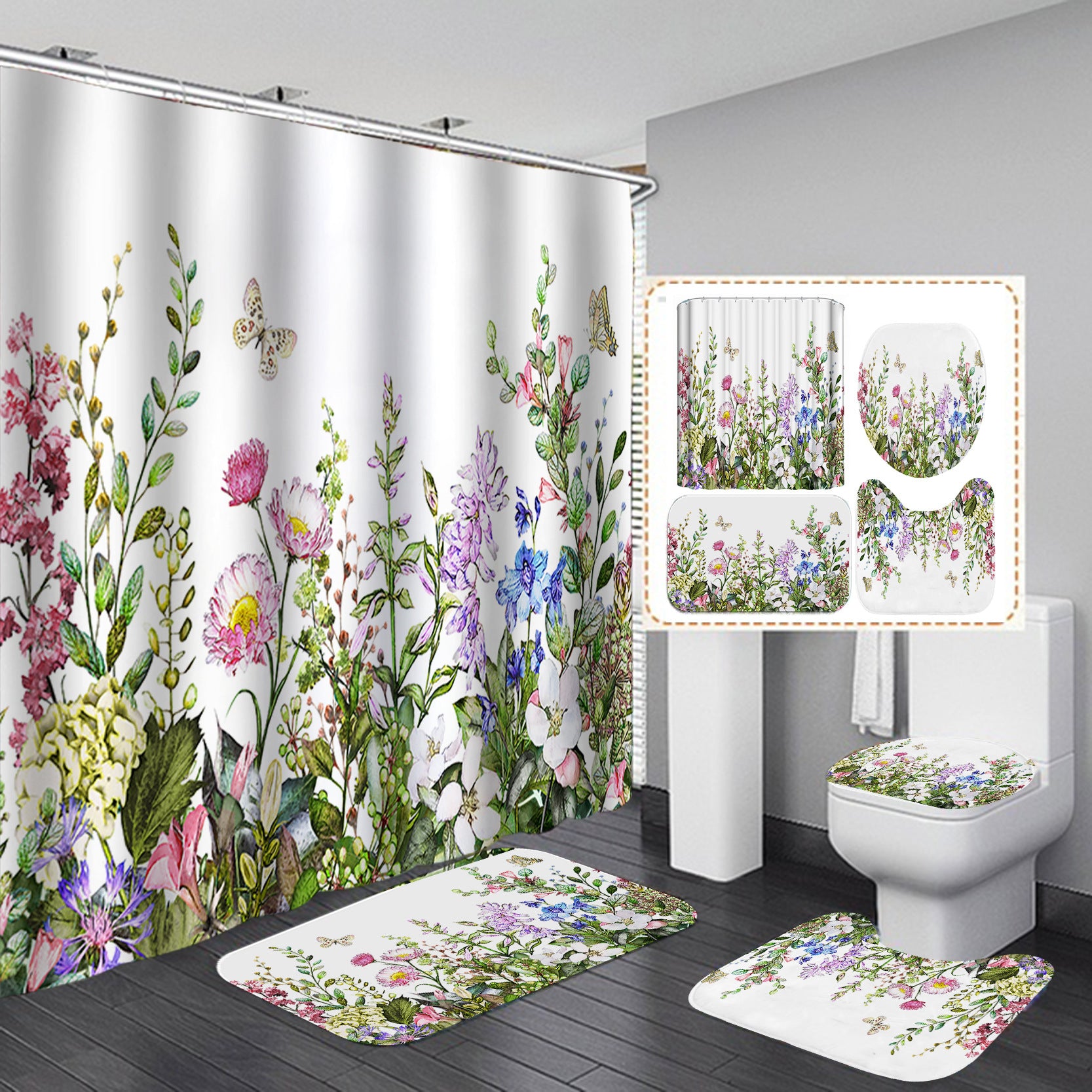 YL-37453 bathroom toilet punch-free curtain waterproof anti-light roller blinds toilet toilet block curtain toilet three-piece set