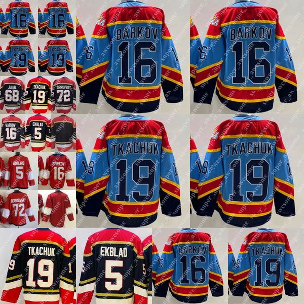 16 Aleksander Barkov Jersey 19 Matthew Tkachuk Sergei Bobrovsky Aaron Ekblad Hockey Jerseys Light Blue Reverse Retro Red Navy White Stitched