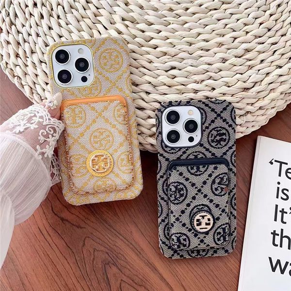 Brand Designer Luxury Card Holder Phone Cases For iPhone 15Pro 14 pro max 14pro 13pro 13 13promax 12 universal Headphone Accessories Cases f