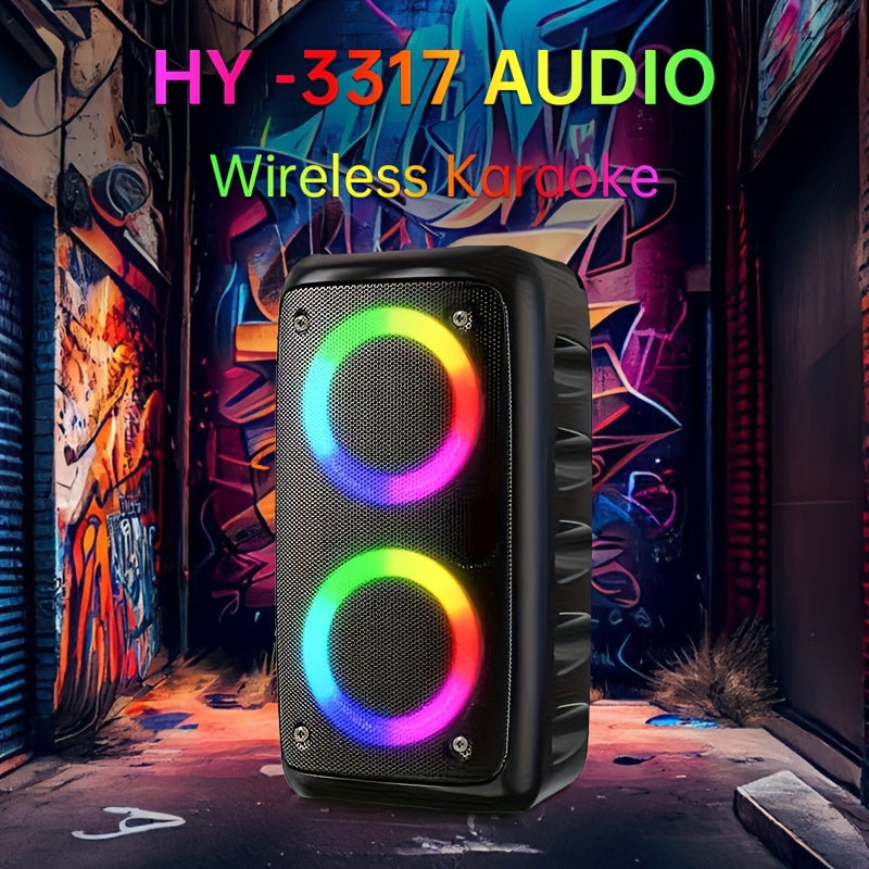 TEMU Hy-3317 Large Wireless Speaker With Microphone - Powerful System With Subwoofer, Long-lasting Playtime, -, Wireless Smart Speaker With Karaoke