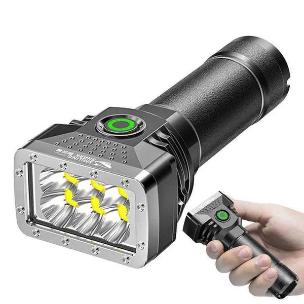 1500mAh 100000 Lumens Torch 6 Led 4 Gear Flashlight Rechargeable Rainproof Spotlight Led Flashlights For Outdoor Camping HikingXJ240827