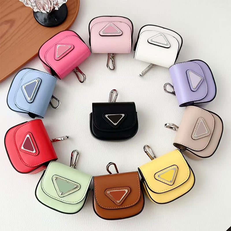 Designer Brand Airpods Case Candy Color Case For Apple Universal Wireless Headphone Case Leather Protective Earphone Anti Lost