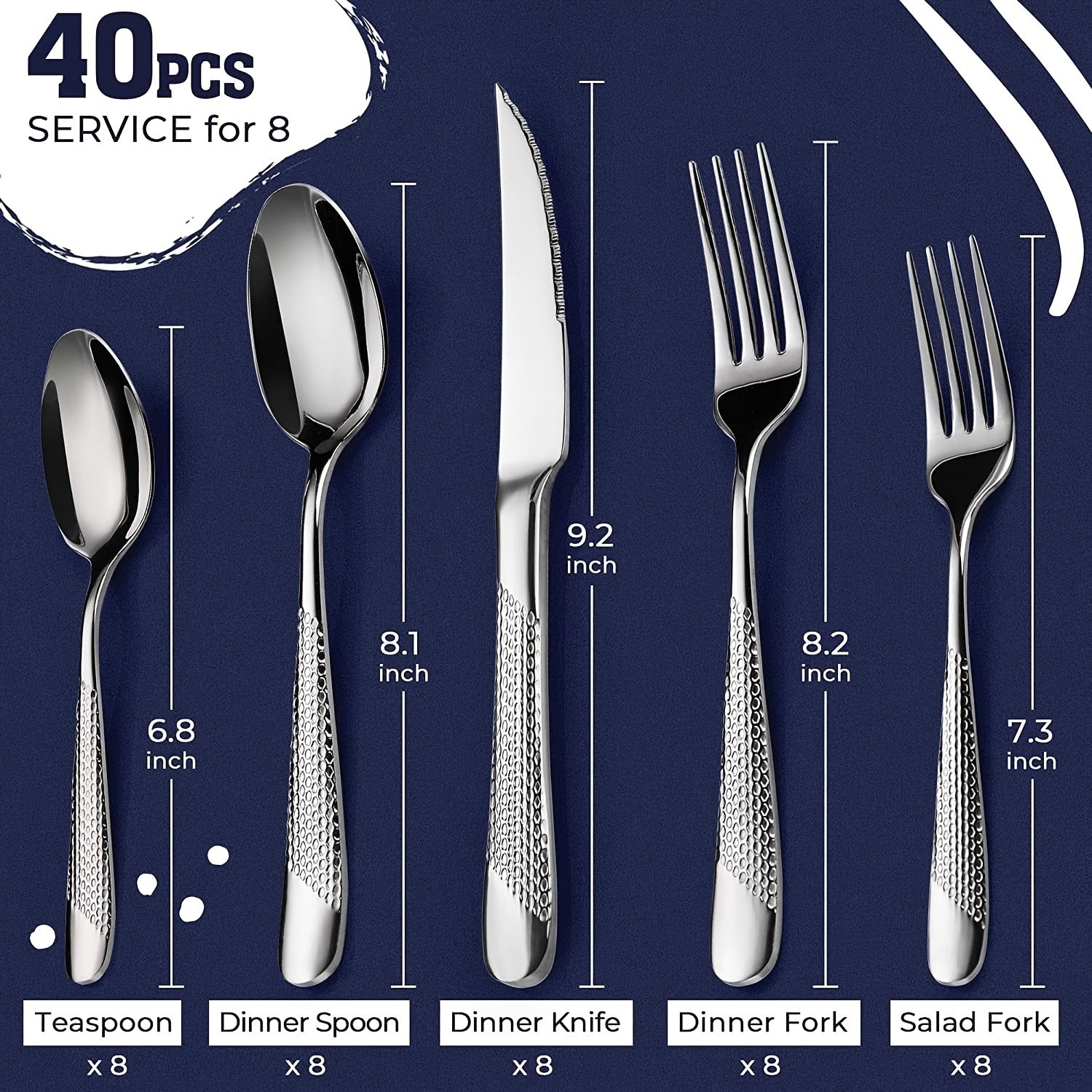 TEMU 40pcs Silverware Set, Kitchen Must Have Flatware Set For 8, Tableware Utensils Set Includes Spoons Forks & Knives, Mirror Polished, Valentines